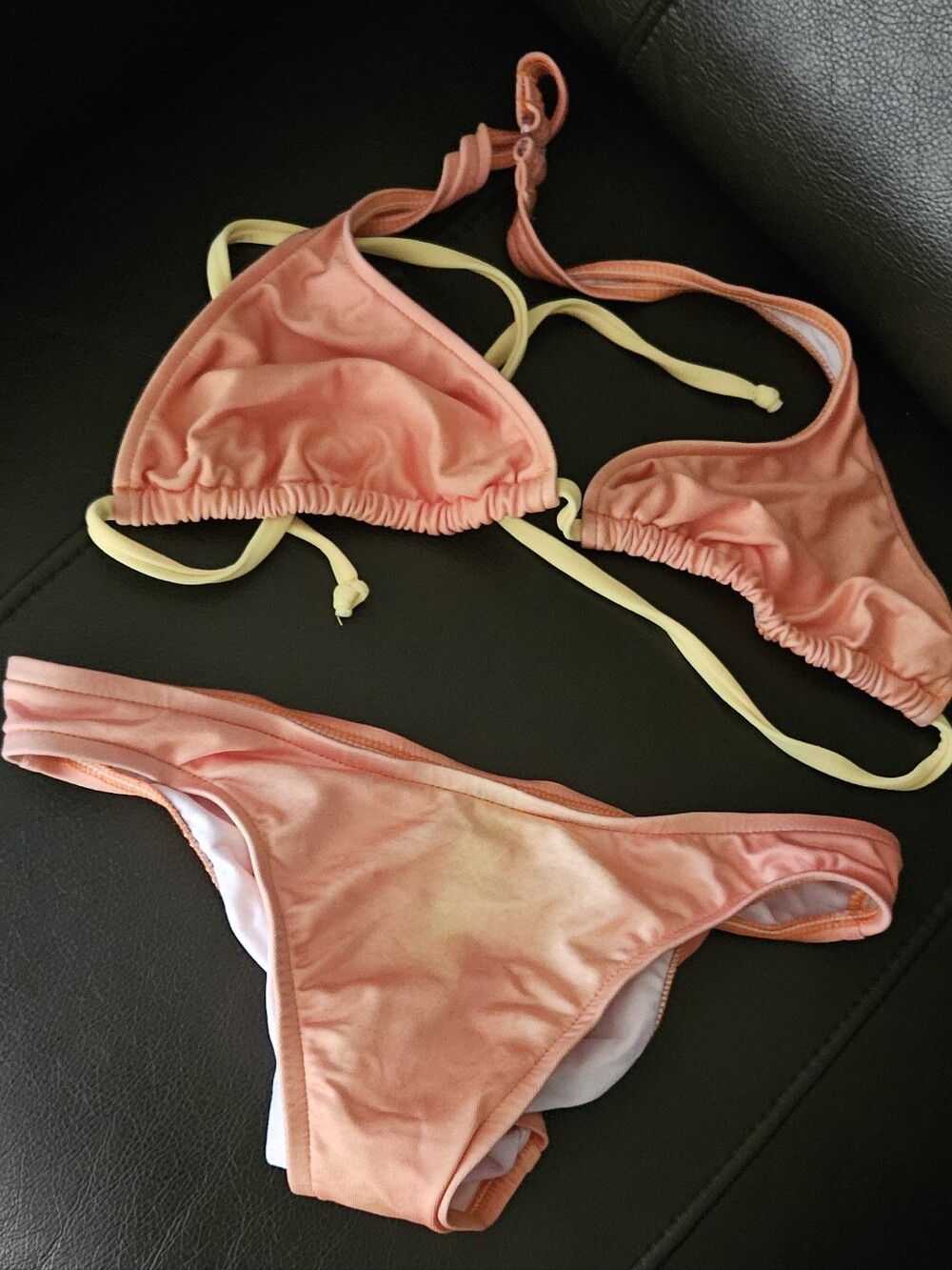 Peach Tie-Dye Triangle Bikini Set